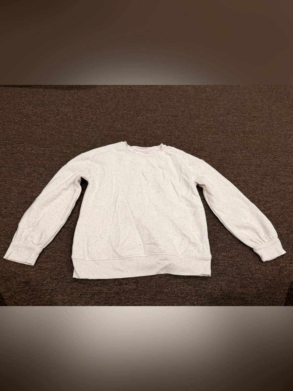 EUC Girls Cat & Jack XL 14 White Pastel Speckled Crewneck Pink Trim